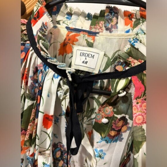 Erdem x H&M pleated floral print sleeveless blouse top - Picture 7 of 10